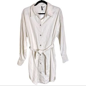 NWT H&M Cream Corduroy Belted Utility Dress
